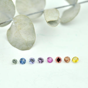14ct rose gold 3mm Sapphire Stud. other colour options.