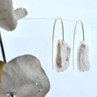 Rectangle baroque white pearl 9ct yellow gold earrings