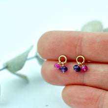 Ruby and Amethyst 9ct Rose gold circle studs