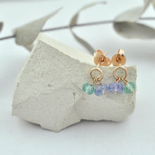 Tanzanite and Apatite 9ct Rose gold circle studs