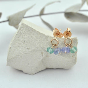 Tanzanite and Apatite 9ct Rose gold circle studs