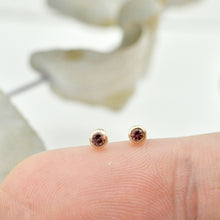 Tiny 14ct rose gold 2mm Sapphire Stud