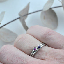 Pinks and Reds Stacking silver gemstone rings